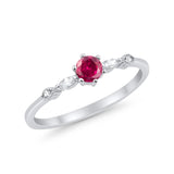 Petite Dainty Art Deco Wedding Engagement Ring Round Marquise Simulated Cubic Zirconia 925 Sterling Silver