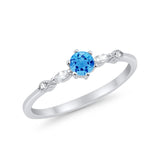 Petite Dainty Art Deco Wedding Engagement Ring Round Marquise Simulated Cubic Zirconia 925 Sterling Silver