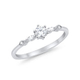 Petite Dainty Art Deco Wedding Engagement Ring Round Marquise Simulated Cubic Zirconia 925 Sterling Silver