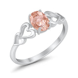 Solitaire Heart Promise Ring Oval Simulated Cubic Zirconia 925 Sterling Silver