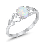 Solitaire Heart Promise Ring Oval Simulated Cubic Zirconia 925 Sterling Silver