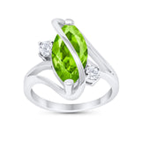 Swirl Fashion Ring Marquise Round Simulated Cubic Zirconia 925 Sterling Silver