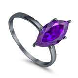 Solitaire Wedding Ring Marquise Simulated Cubic Zirconia 925 Sterling Silver