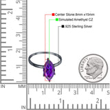Solitaire Wedding Ring Marquise Simulated Cubic Zirconia 925 Sterling Silver