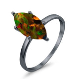 Solitaire Wedding Ring Marquise Simulated Cubic Zirconia 925 Sterling Silver