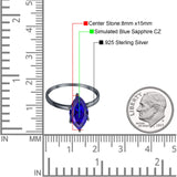 Solitaire Wedding Ring Marquise Simulated Cubic Zirconia 925 Sterling Silver