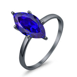 Solitaire Wedding Ring Marquise Simulated Cubic Zirconia 925 Sterling Silver