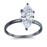 Solitaire Wedding Ring Marquise Simulated Cubic Zirconia 925 Sterling Silver