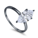 Solitaire Wedding Ring Marquise Simulated Cubic Zirconia 925 Sterling Silver