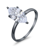 Solitaire Wedding Ring Marquise Simulated Cubic Zirconia 925 Sterling Silver