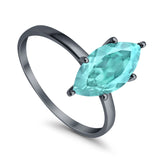 Solitaire Wedding Ring Marquise Simulated Cubic Zirconia 925 Sterling Silver