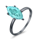 Solitaire Wedding Ring Marquise Simulated Cubic Zirconia 925 Sterling Silver