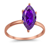 Solitaire Wedding Ring Marquise Simulated Cubic Zirconia 925 Sterling Silver