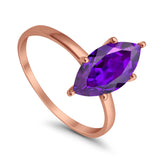 Solitaire Wedding Ring Marquise Simulated Cubic Zirconia 925 Sterling Silver