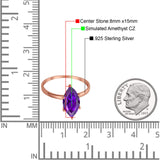 Solitaire Wedding Ring Marquise Simulated Cubic Zirconia 925 Sterling Silver