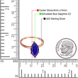 Solitaire Wedding Ring Marquise Simulated Cubic Zirconia 925 Sterling Silver
