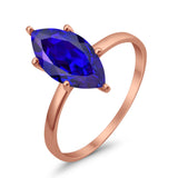 Solitaire Wedding Ring Marquise Simulated Cubic Zirconia 925 Sterling Silver