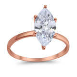 Solitaire Wedding Ring Marquise Simulated Cubic Zirconia 925 Sterling Silver