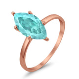 Solitaire Wedding Ring Marquise Simulated Cubic Zirconia 925 Sterling Silver