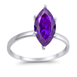 Solitaire Wedding Ring Marquise Simulated Cubic Zirconia 925 Sterling Silver