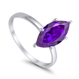 Solitaire Wedding Ring Marquise Simulated Cubic Zirconia 925 Sterling Silver