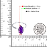 Solitaire Wedding Ring Marquise Simulated Cubic Zirconia 925 Sterling Silver