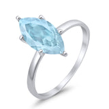 Solitaire Wedding Ring Marquise Simulated Cubic Zirconia 925 Sterling Silver