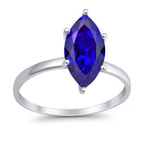 Solitaire Wedding Ring Marquise Simulated Cubic Zirconia 925 Sterling Silver