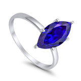 Solitaire Wedding Ring Marquise Simulated Cubic Zirconia 925 Sterling Silver