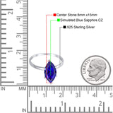 Solitaire Wedding Ring Marquise Simulated Cubic Zirconia 925 Sterling Silver