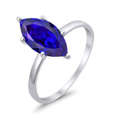Solitaire Wedding Ring Marquise Simulated Cubic Zirconia 925 Sterling Silver
