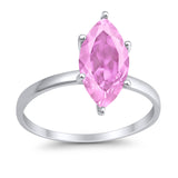 Solitaire Wedding Ring Marquise Simulated Cubic Zirconia 925 Sterling Silver