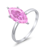 Solitaire Wedding Ring Marquise Simulated Cubic Zirconia 925 Sterling Silver