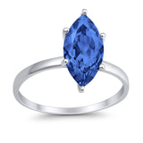 Solitaire Wedding Ring Marquise Simulated Cubic Zirconia 925 Sterling Silver