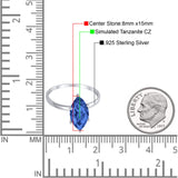 Solitaire Wedding Ring Marquise Simulated Cubic Zirconia 925 Sterling Silver