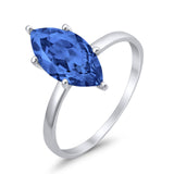 Solitaire Wedding Ring Marquise Simulated Cubic Zirconia 925 Sterling Silver