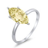 Solitaire Wedding Ring Marquise Simulated Cubic Zirconia 925 Sterling Silver