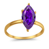 Solitaire Wedding Ring Marquise Simulated Cubic Zirconia 925 Sterling Silver