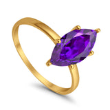 Solitaire Wedding Ring Marquise Simulated Cubic Zirconia 925 Sterling Silver
