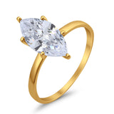Solitaire Wedding Ring Marquise Simulated Cubic Zirconia 925 Sterling Silver