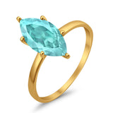 Solitaire Wedding Ring Marquise Simulated Cubic Zirconia 925 Sterling Silver