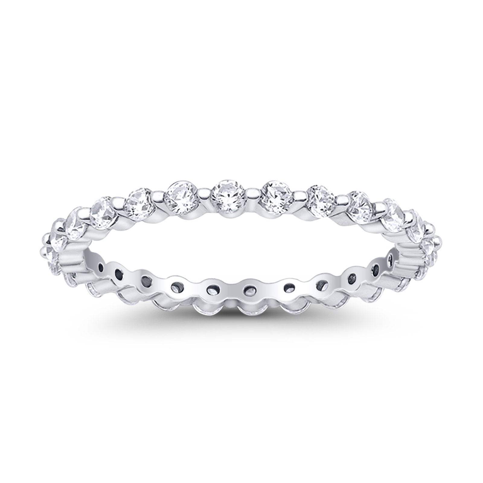Eternity Stackable Band Round Simulated CZ Ring 925 Sterling Silver