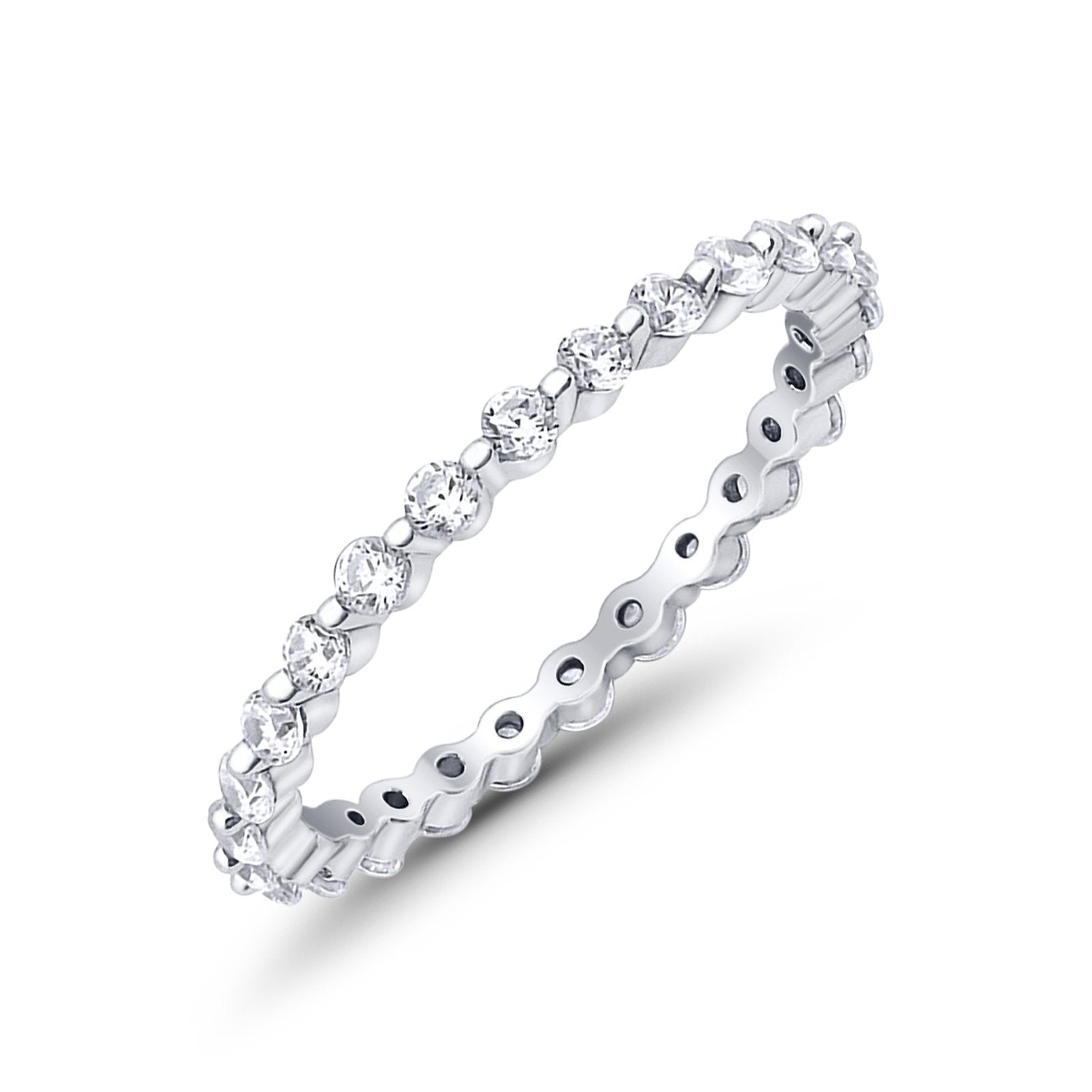 Eternity Stackable Band Round Simulated CZ Ring 925 Sterling Silver