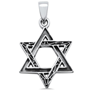 Plain Oxidized Design Star of David Jewish Star Pendant Charm 925 Sterling Silver Choose Color
