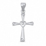 Petite Cross Pendant Charm Round Cubic Zirconia 925 Sterling Silver
