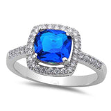 Solitaire Halo Engagement Ring Simulated Cubic Zirconia 925 Sterling Silver