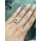 Sterling Silver Halo Solitaire Ring Rose Gold Rhodium Plated Simulated Morganite Cubic Zirconia