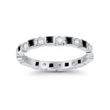 2.5mm Full Eternity Stackable Band Ring Round Square Set Cubic Zirconia 925 Sterling Silver