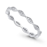 Art Deco Twisted Eternity Wedding Ring Round 925 Sterling Silver