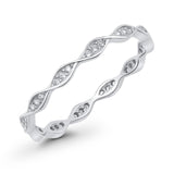 Art Deco Twisted Eternity Wedding Ring Round 925 Sterling Silver